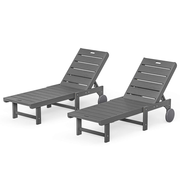 Hayley Outdoor Chaise Lounge Chair with Wheels