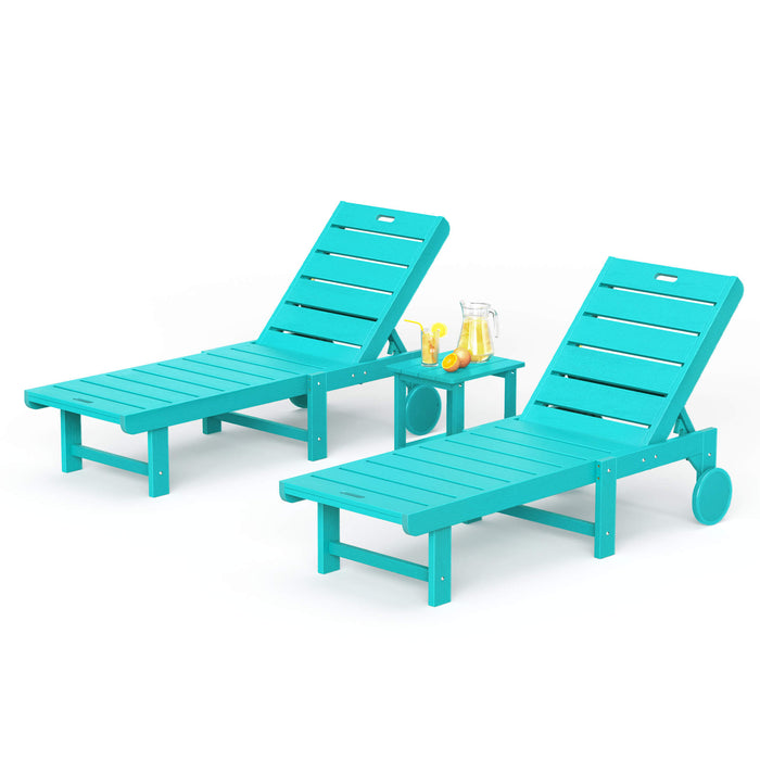 Hayley Outdoor Chaise Lounge Chair with Wheels