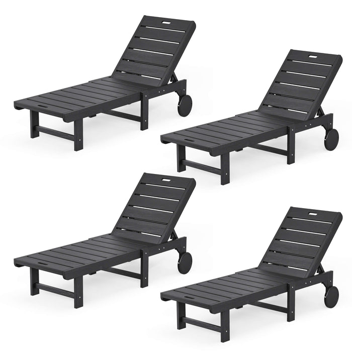 Hayley Outdoor Chaise Lounge Chair with Wheels