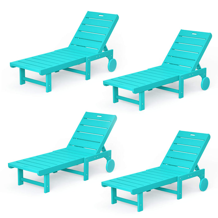 Hayley Outdoor Chaise Lounge Chair with Wheels