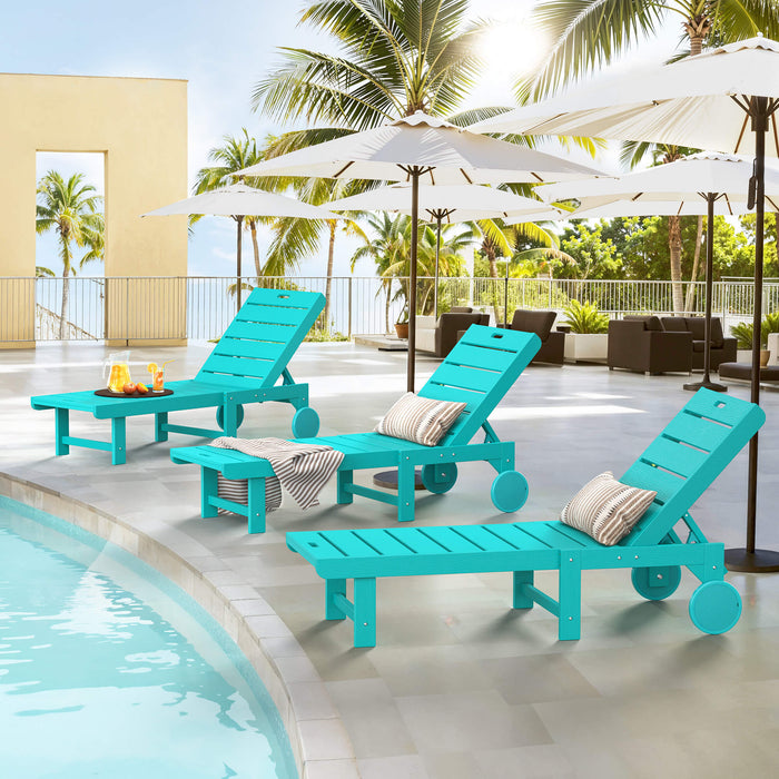 Hayley Outdoor Chaise Lounge Chair with Wheels