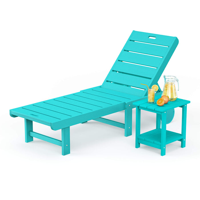 Hayley Outdoor Chaise Lounge Chair with Wheels