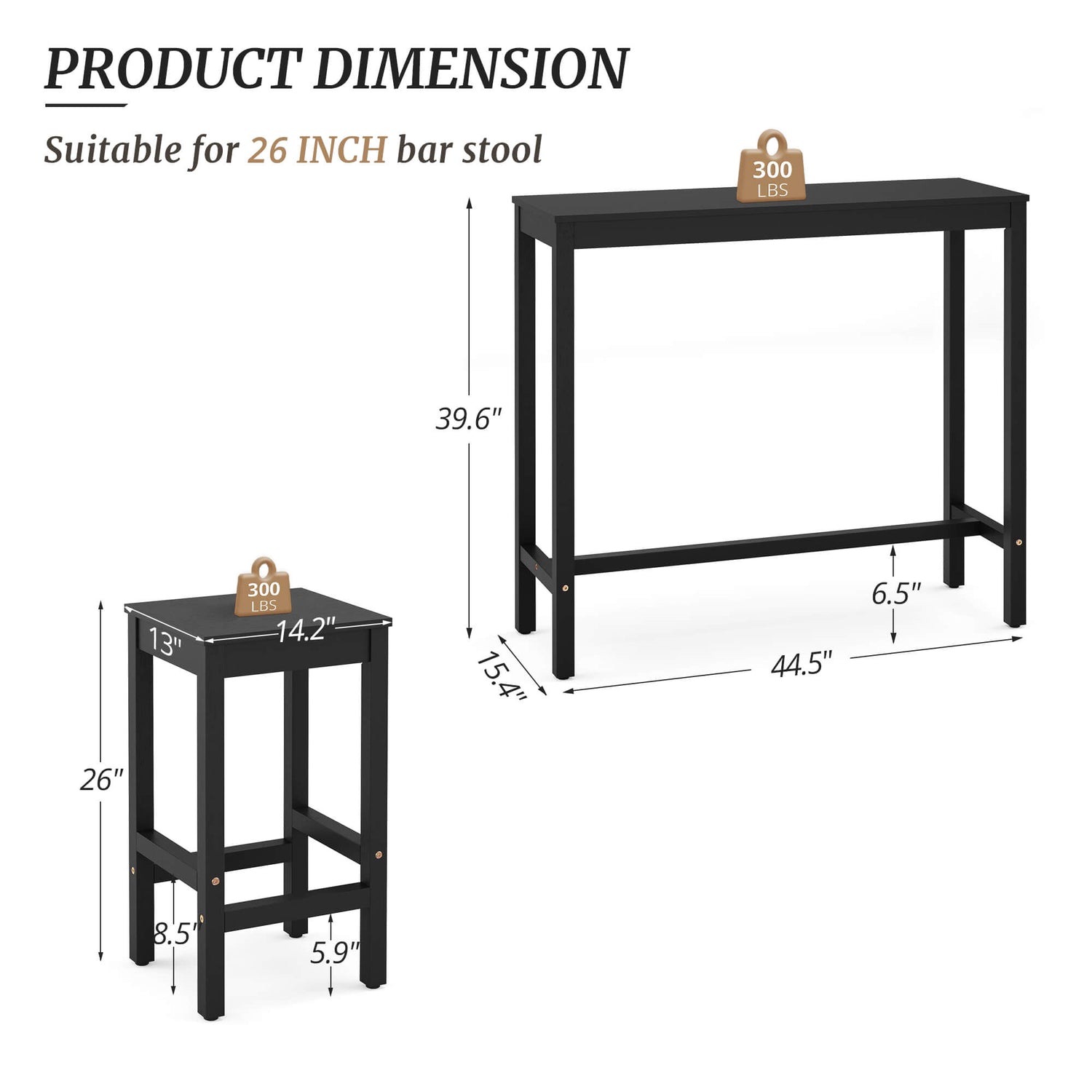 45 Inch Width Table