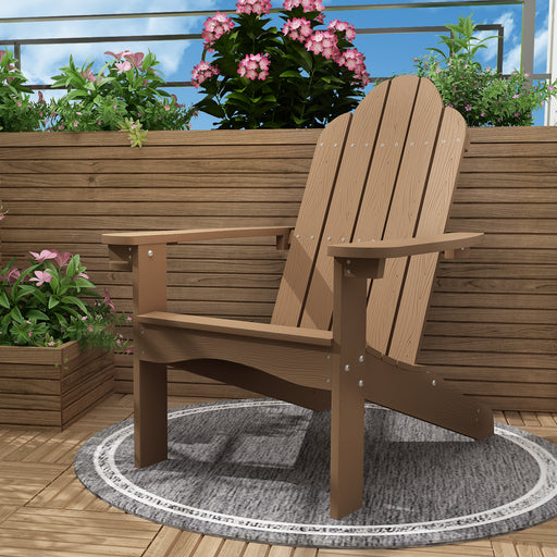 light brown outdoor adirondack chair for fire pit