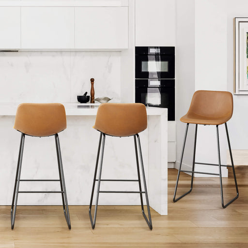 brown modern bar stools set of 3 counter height