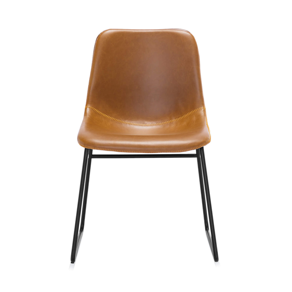 Caramel leather best sale dining chairs